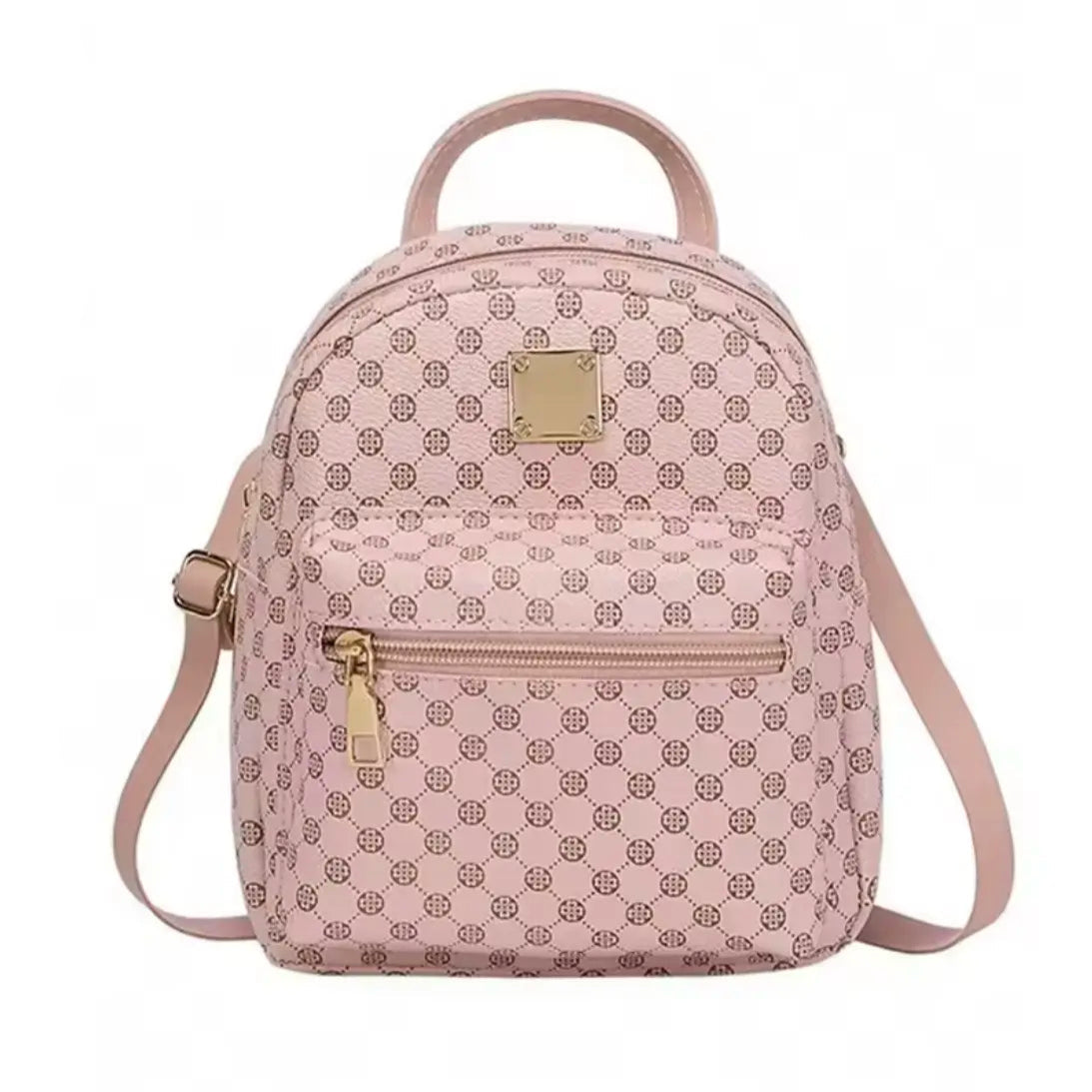trendy faux leather mini backpack pink