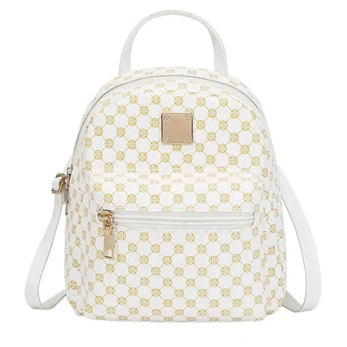 trendy faux leather mini backpack white